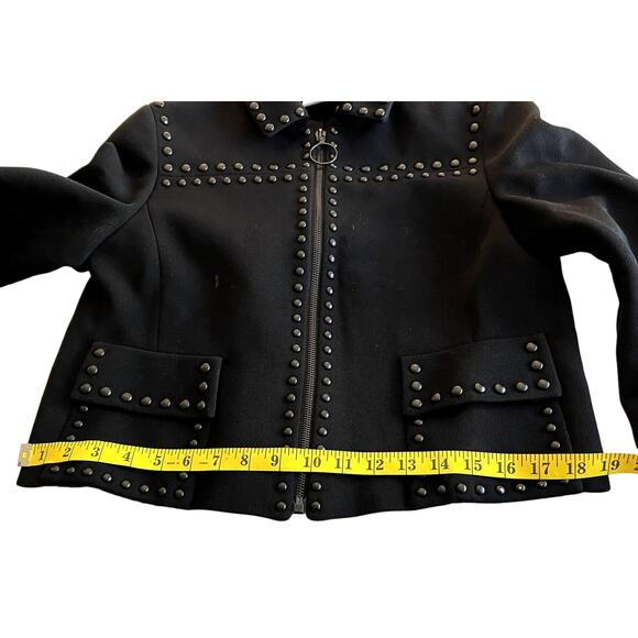 Akris Punto Grommet Cropped Jacket Women 4 Black Wool Studded Blazer Luxury - Picture 9 of 15